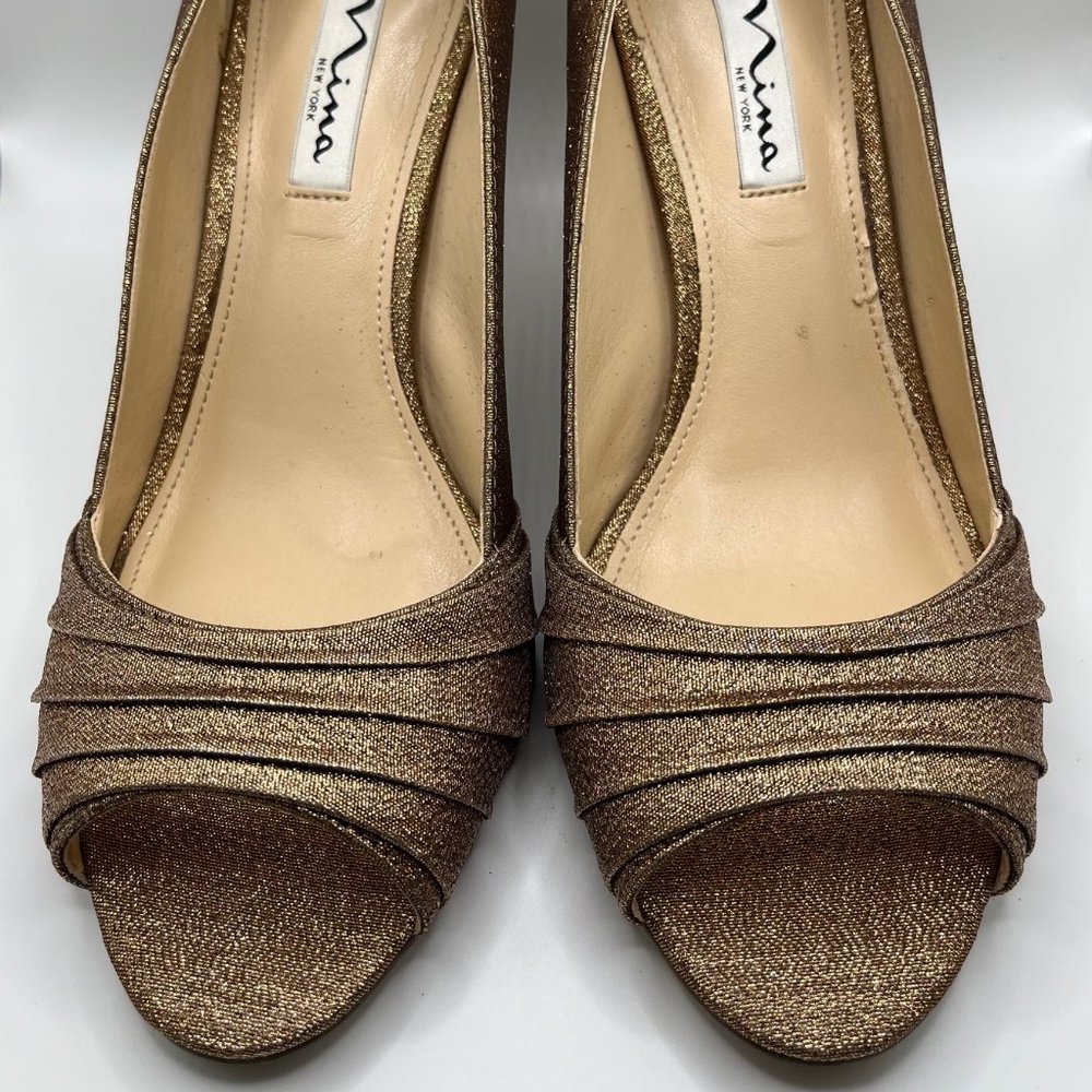 Nina Vesta Bronze Peep Toe Pump